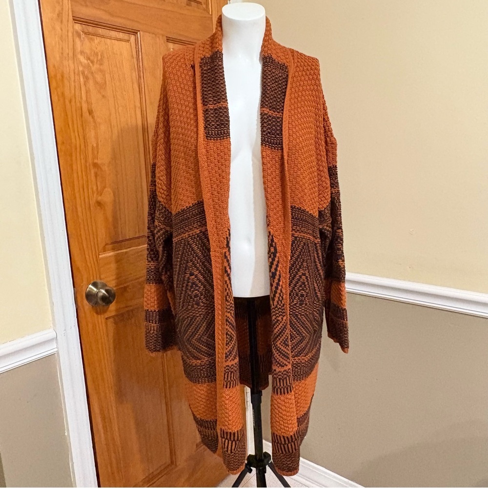 Lucky Brand Orange and Black Knit Sweater